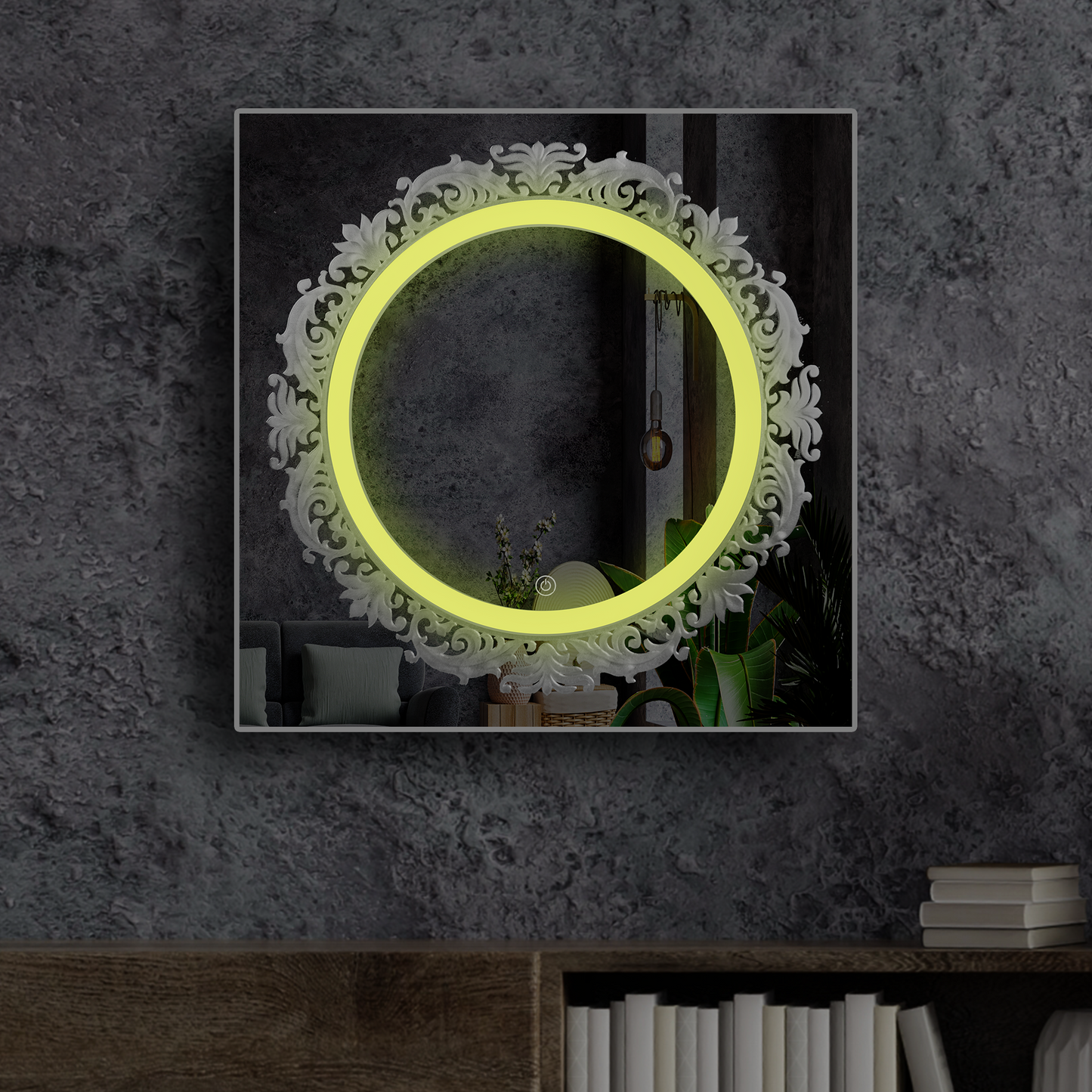 circular mirror with light, led mirror touch sensor